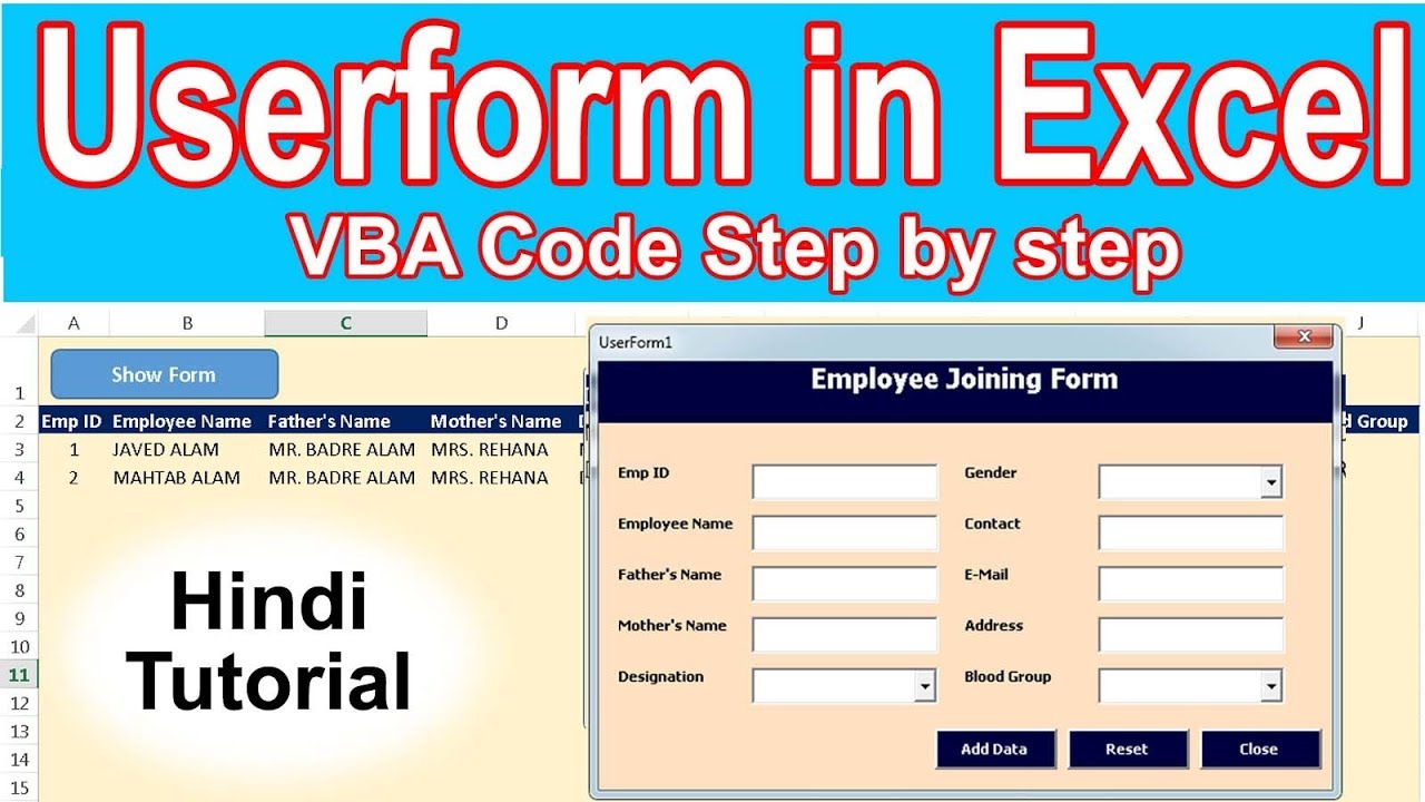 user form template excel vba